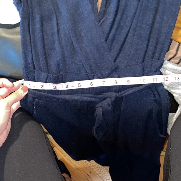 MONTEAU: Navy Blue Plunge Neck Jumper - Picture 8 of 10